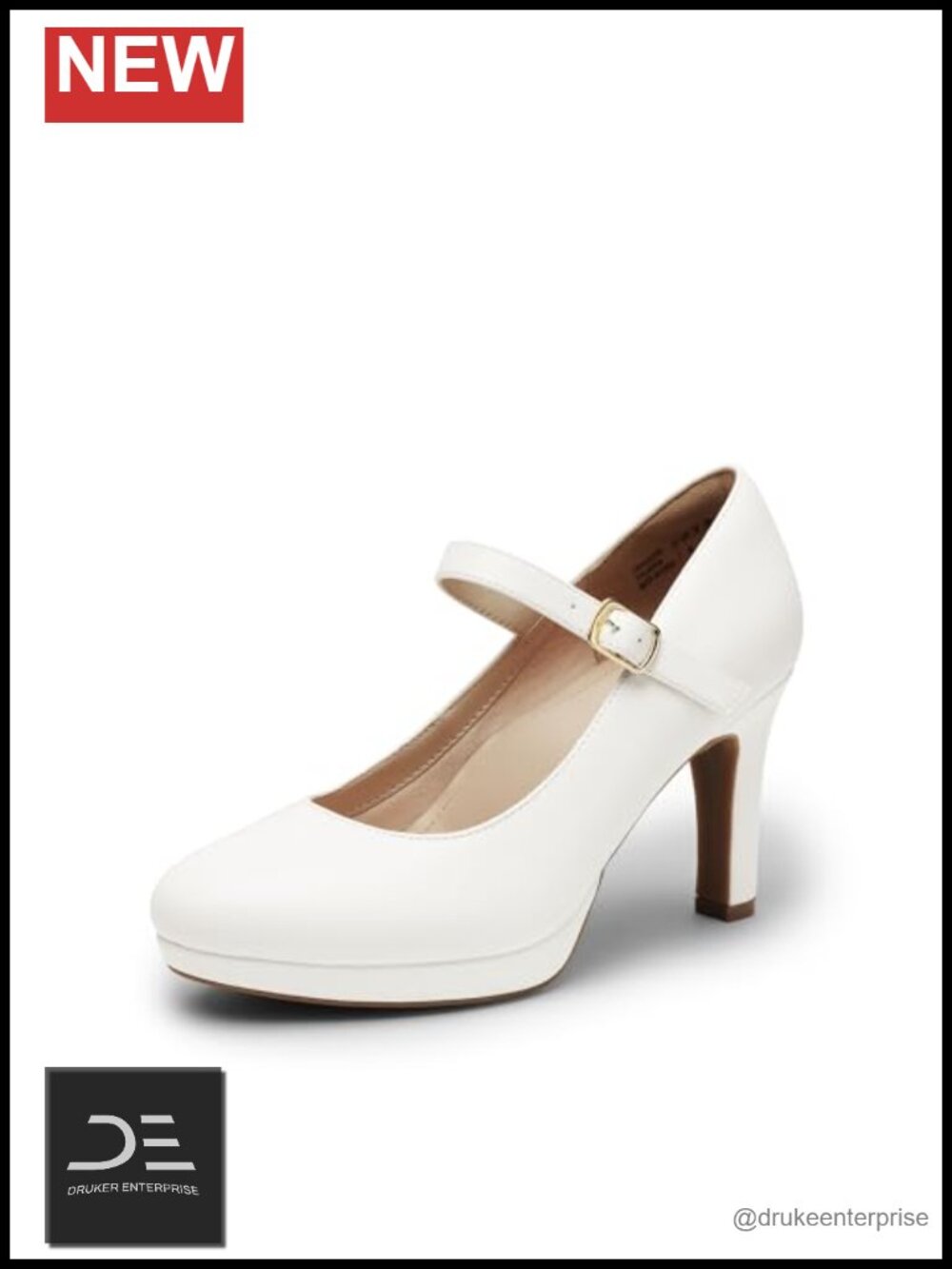 Vegan Leather Mary Jane Pumps with 3.5-Inch Heel and Arch Support